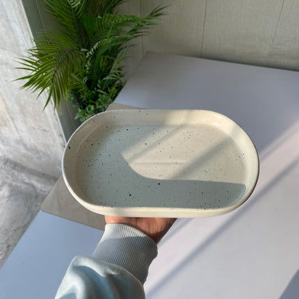 Leftover JP Platter Small ( White Matte with Black Specks )