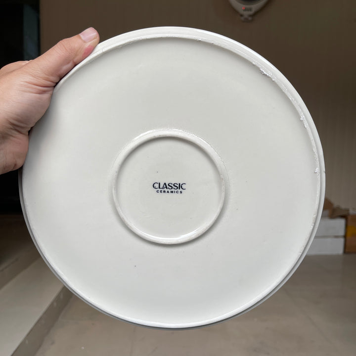 Leftover 10 inch Classic Plate ( Glossy Off-White with Black Hearts )