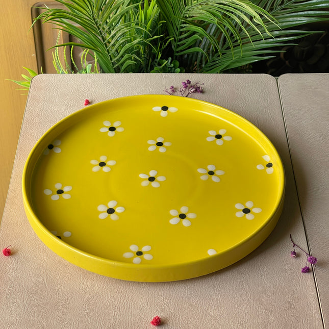 10 inch Classic Plate ( Yellow Matte Floral )