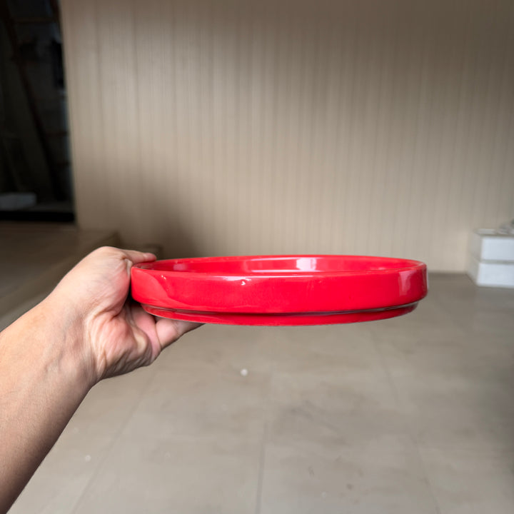 Leftover 8 inch Classic Plate ( Glossy red with white dots )
