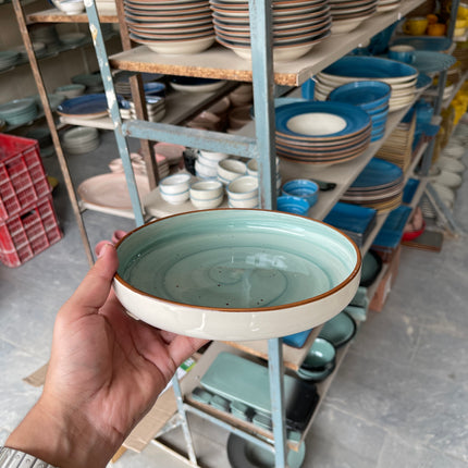 Leftover 8 inch Deep Classic Plate ( Teal Colorline )