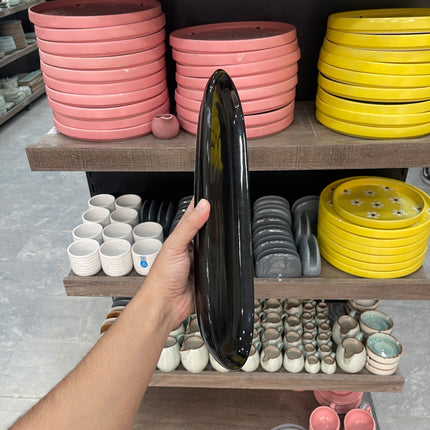 Leftover Oval Serving Platter ( 15"x5" Glossy Black )