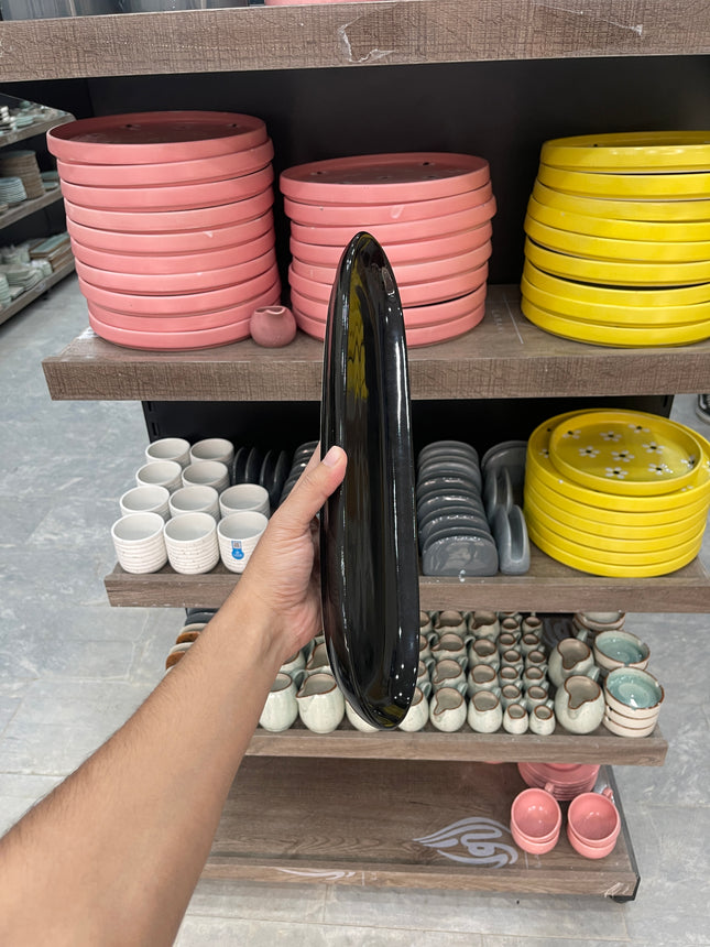 Leftover Oval Serving Platter ( 15"x5" Glossy Black )