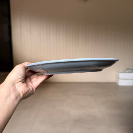 Leftover 10 inch Rimless Plate ( Glossy Grey with Red Specks )