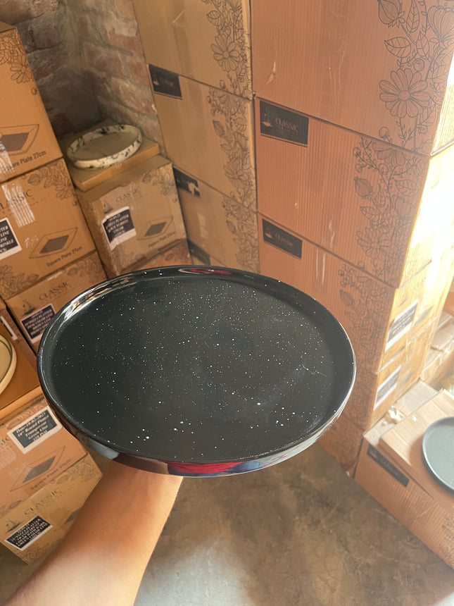 Leftover 12 inch Classic Plate ( Glossy Black with white specks )
