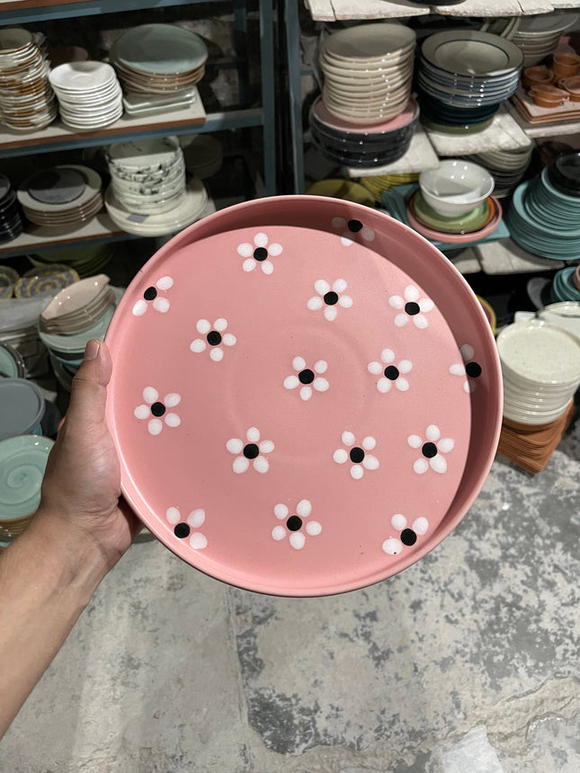 Leftover 10 inch Classic Plate ( Pink Matte Floral )