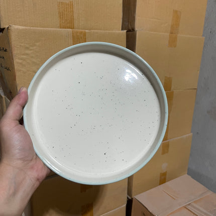 Leftover 8 inch Classic Plate ( Outer Breeze Inner Shiny Off White )