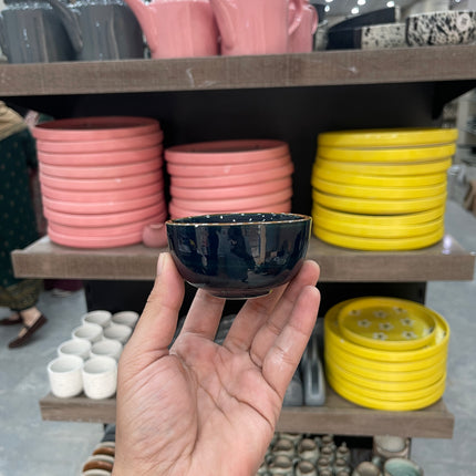 Leftover Round Sauce Ramekin Large ( Peacock Green Colorline Brown line )