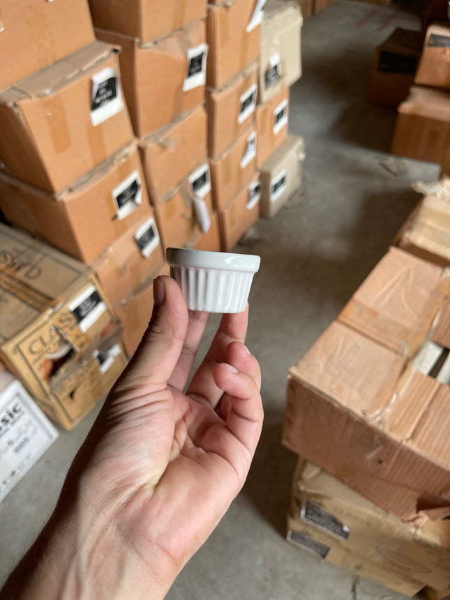 Leftover Xs Lined Ramekin ( Glossy White )