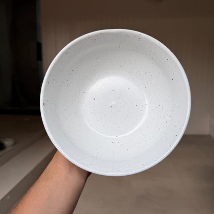 Leftover 7 inch Ripple Bowl ( White Matte with Brown Specks )