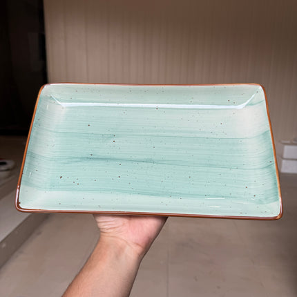 Leftover 12"x7" inch Rectangular Platter ( Teal Colorline )