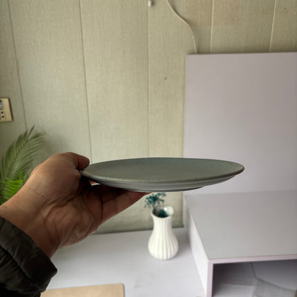 Leftover 8 inch Rimless Plate ( Grey Matte with black specks )