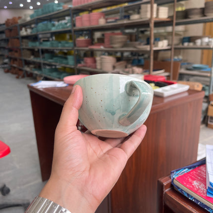 Leftover D Handle Coffee Cup ( Teal Colorline ) ( 270 ml )