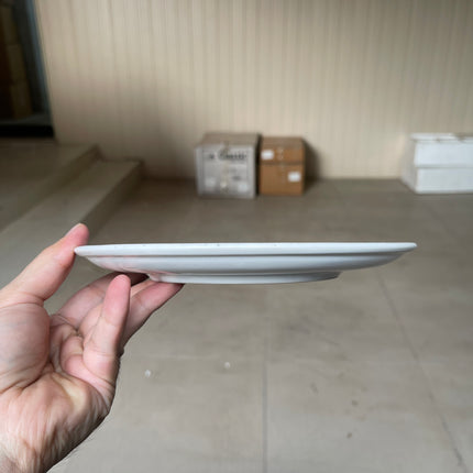 Leftover 8 inch Rimless Plate ( Glossy White with Black Specks )