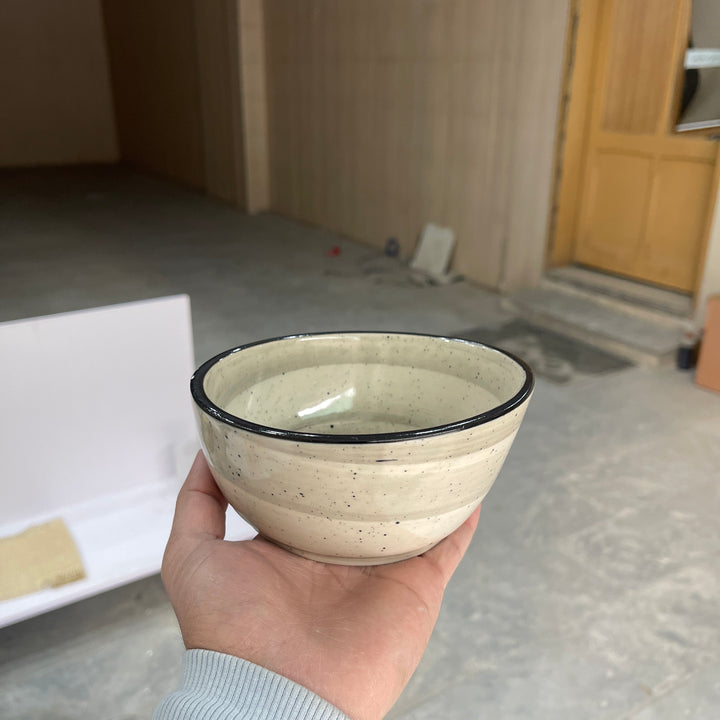 Leftover 5.5 inch Curved Cut Bowl ( Ash with black rim and black specks )