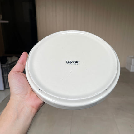 Leftover 8 inch Classic Plate ( Glossy Off-White with Black Hearts )