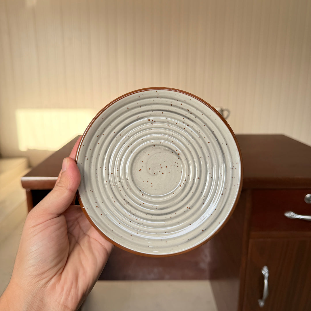 Leftover Ripple Cup Saucer Set ( Ash ) ( 180 ml ) 6 cups 6 Saucers