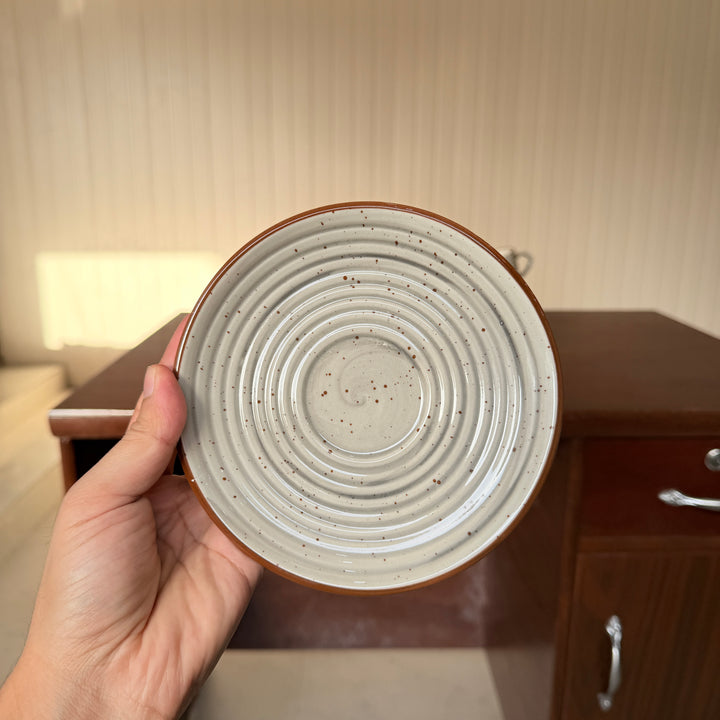 Leftover Ripple Cup Saucer Set ( Ash ) ( 180 ml ) 6 cups 6 Saucers