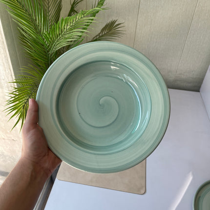 Leftover 10 inch Deep plate ( Teal Colorline with Teal Rim )