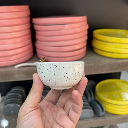 Leftover Round Sauce Ramekin Large ( White Matte with Black Specks )
