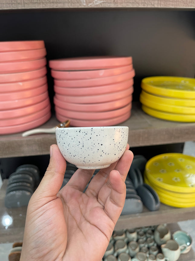 Leftover Round Sauce Ramekin Large ( White Matte with Black Specks )