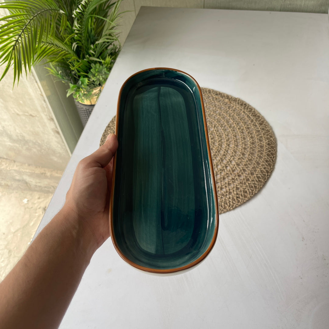 Leftover NV Oval Small Platter 12"x4.8" ( Peacock Green Colorline )