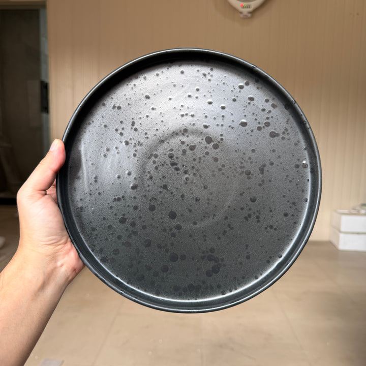 Leftover 10 inch Classic Plate ( Dull Black Matte with Glossy Black Specks )