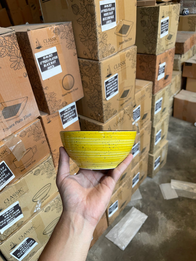 Leftover 5.5" Circular Bowl ( Yellow Colorline with Black Line )