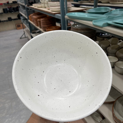 Leftover 8 inch Round Bowl ( White Matte with Brown Specks )