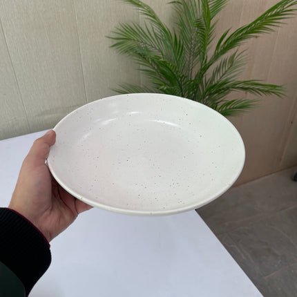 Leftover 10 inch Entree Bowl ( White Matte with Brown Specks )