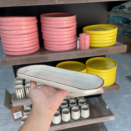 leftover 11.5"x6" YM Rectangular Platter ( Grey Colorline )
