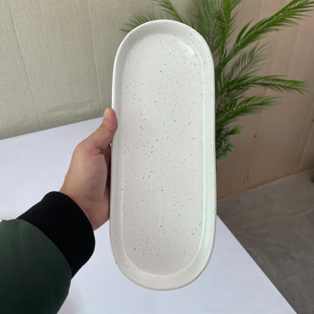 Leftover NV Oval Small Platter 12"x4.8" ( Snow Breeze )