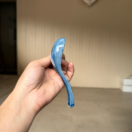 Leftover Ceramic Soup Spoon ( Cobalt Blue Colorline )