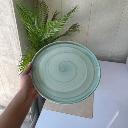 Leftover 10 inch Pebble Edge Plate ( Teal Colorline with Teal Rim, NO Specks )