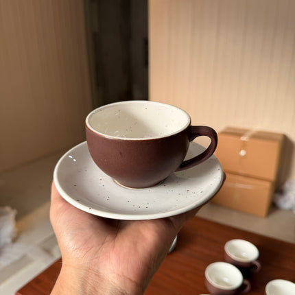 Leftover SS Cup Saucer Set ( Cocoa ) 6 cups 6 saucers ( 200ml )