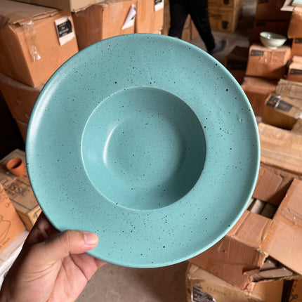 Leftover 9.5 inch Pasta Plate ( Firozi Matte with Black Specks )
