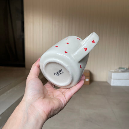 Leftover Everyday Mug ( Glossy Off-White with Red Hearts ) ( 550ml )