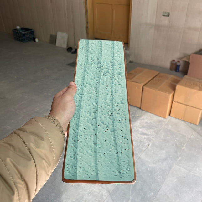 Leftover 15.5" x 6" Flat Rectangular Slab ( Teal Colorline )