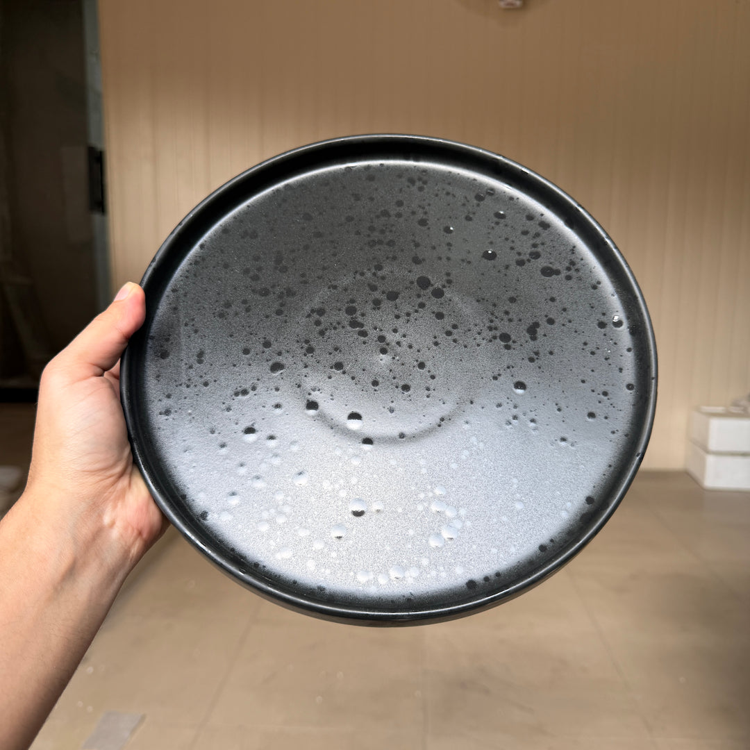 Leftover 10 inch Classic Plate ( Dull Black Matte with Glossy Black Specks )
