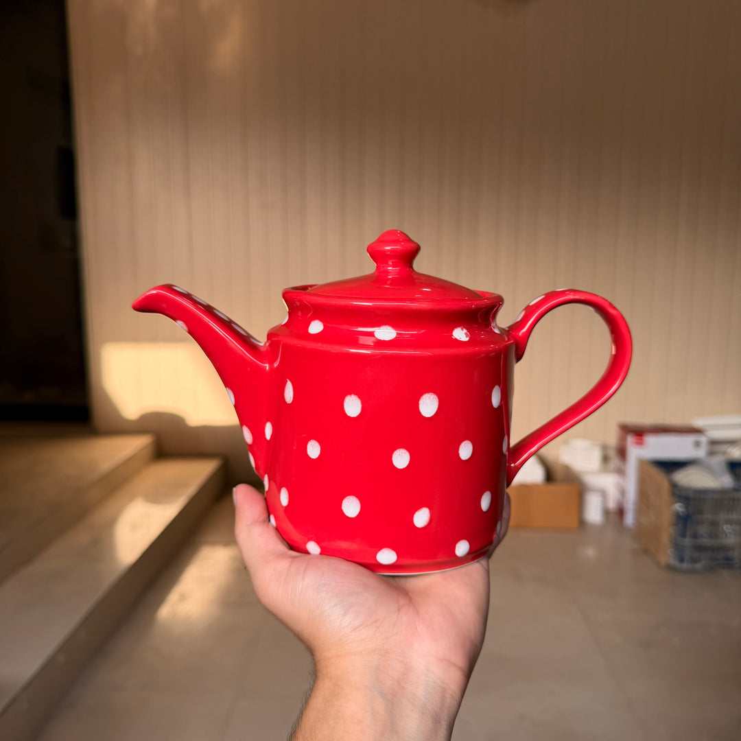 Leftover RK Tea Pot ( Glossy Red with White Dots )