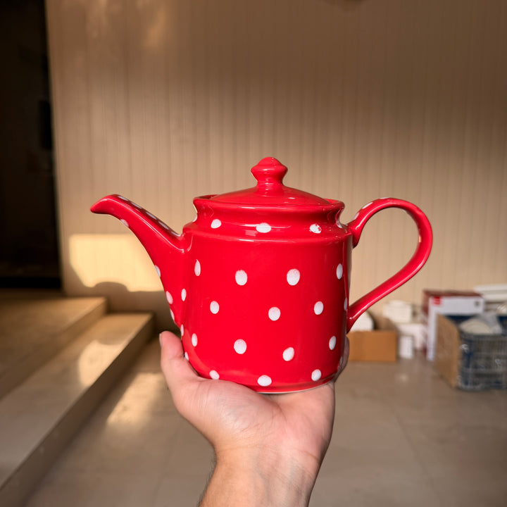 Leftover RK Tea Pot ( Glossy Red with White Dots )