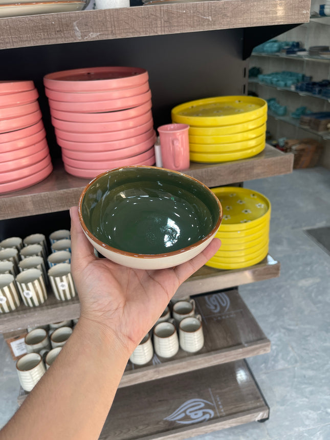 Leftover 6 inch Curved Bowl ( Dark Green Colorline )