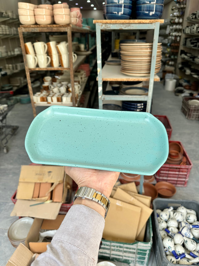 leftover 11.5 inch YM Rectangular Platter ( Firzoi Matte with Black Specks )