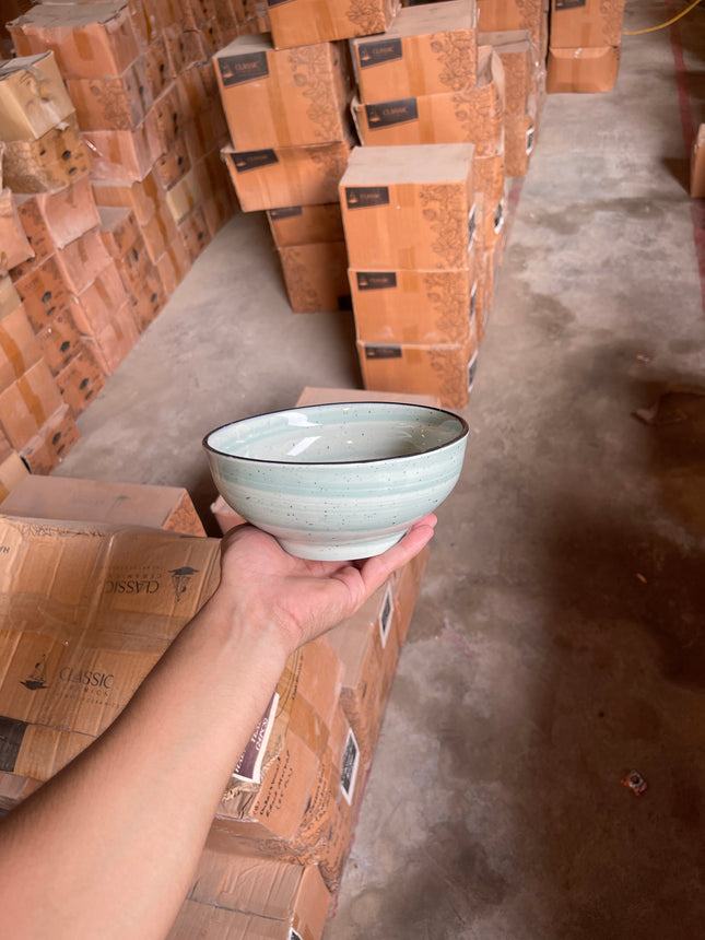 Leftover 7" Round Bowl ( Teal Colorline with Black line )