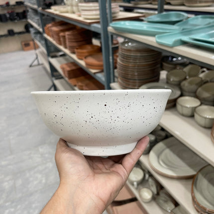 Leftover 8 inch Round Bowl ( White Matte with Brown Specks )
