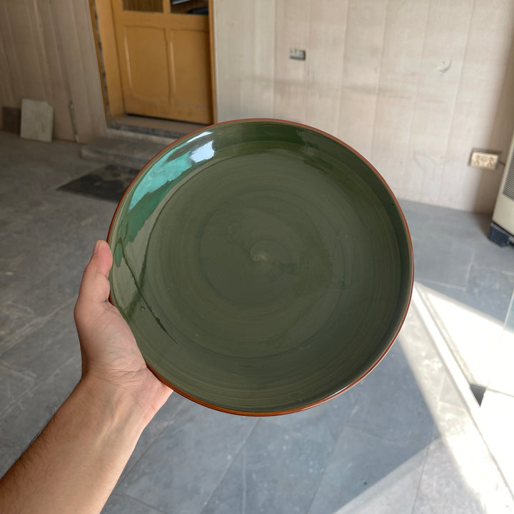 Leftover 10 inch Rimless Plate ( Dark Green Colorline )