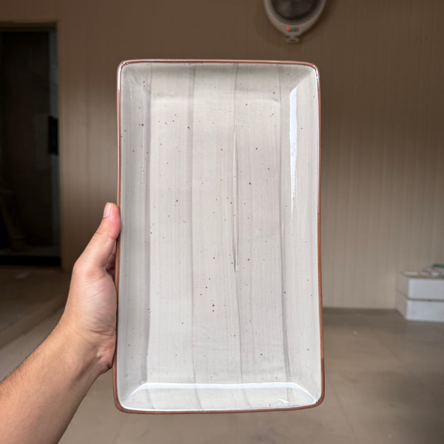 Leftover 12"x7" inch Rectangular Platter ( Grey Colorline )