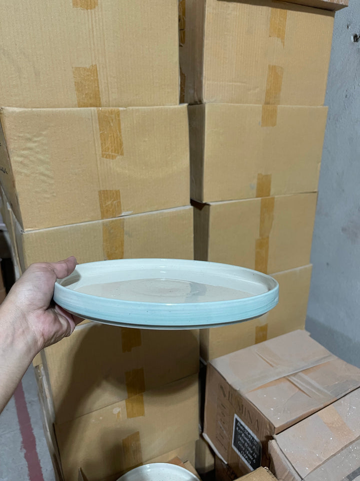 Leftover 10 inch Classic Plate ( Outer Breeze Inner Shiny Off White )