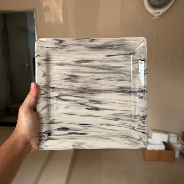 Leftover 9.5" Square Platter ( Black Marble )