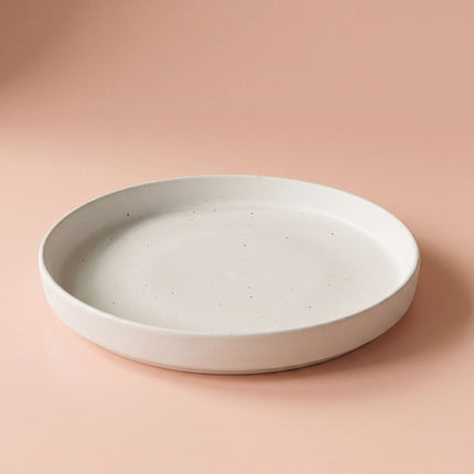 8 inch Classic Plate ( White Matte with Brown Specks )